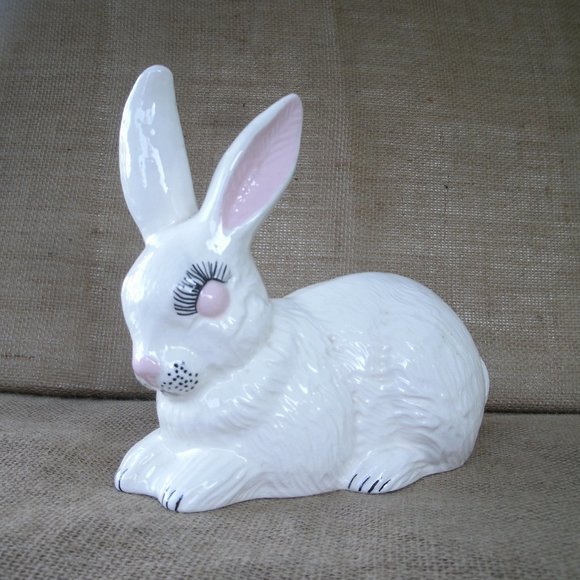 Vintage Handmade Ceramic White Rabbit Figurine - Picture 2 of 16